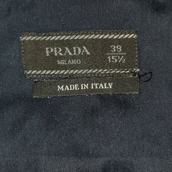 VTG Prada Mens Long Sleeve Button-Up Shirt Size 15 1/2 Black Cotton Made In Ital - Picture 3 of 3